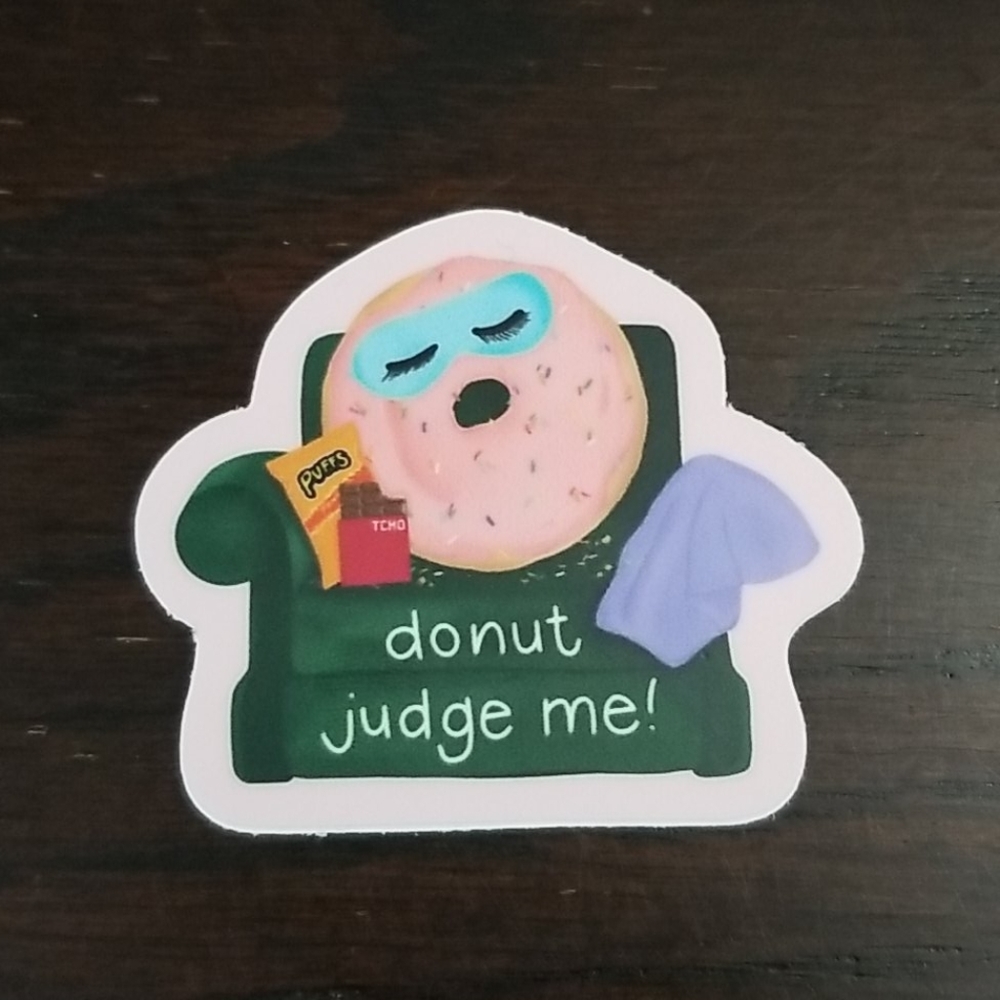 Sticker: Donut Judge Me! - 2" Couch Potato Sticker
